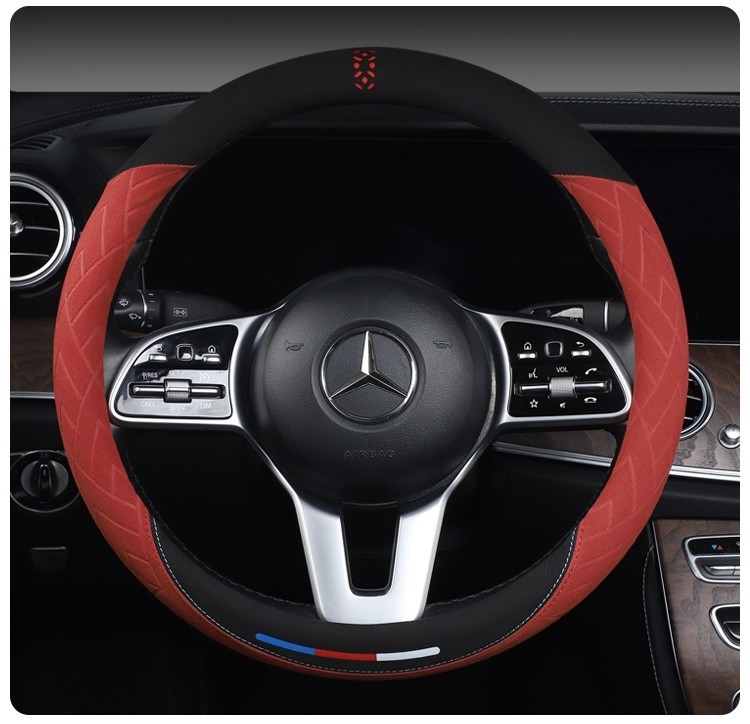 Cross-Border Car All-Season Suede Leather Steering Wheel Cover New Sweat-Absorbent Anti-Slip Breathable Handlebar Cover Wholesale for Men and Women