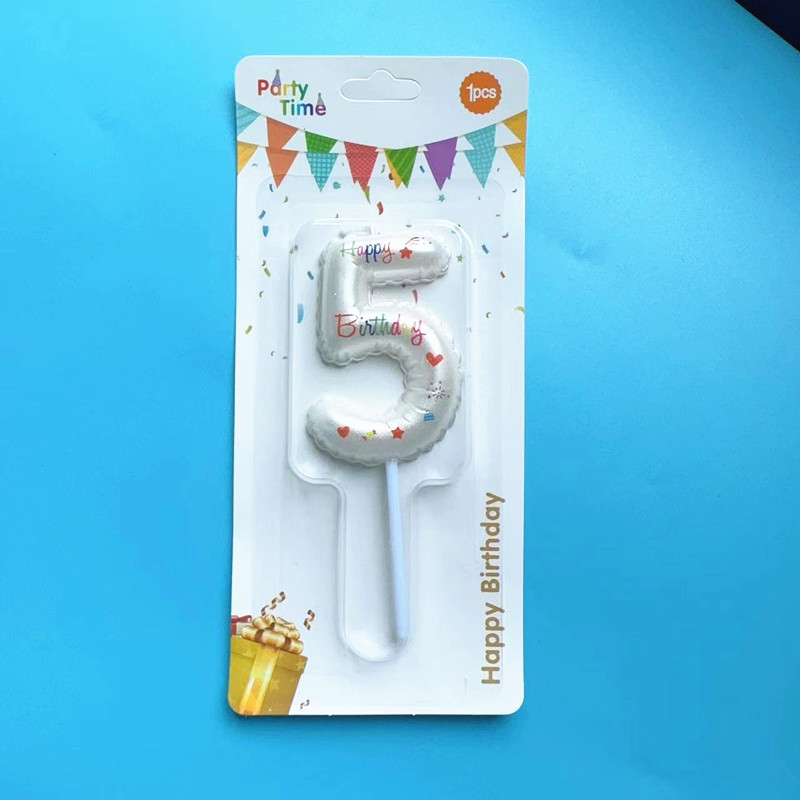 Decoración de pastel de horneado globos blancos velas digitales de color rosado gradiente inswind pastel de cumpleaños vela insert