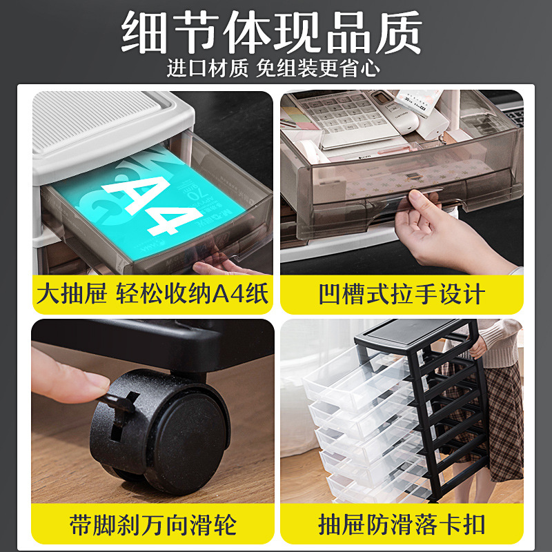 JEKOファイル収納キャビネット移動可能多層床置き収納キャビネットデスクオフィス引き出し式ファイルキャビネットプーリー