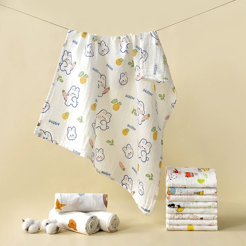 Новая двухслойная марлевая сумка однотонная хлопчатобумажная детское летнее тонкое маленькое полотенце одеяло детское мультяшное банное полотенце