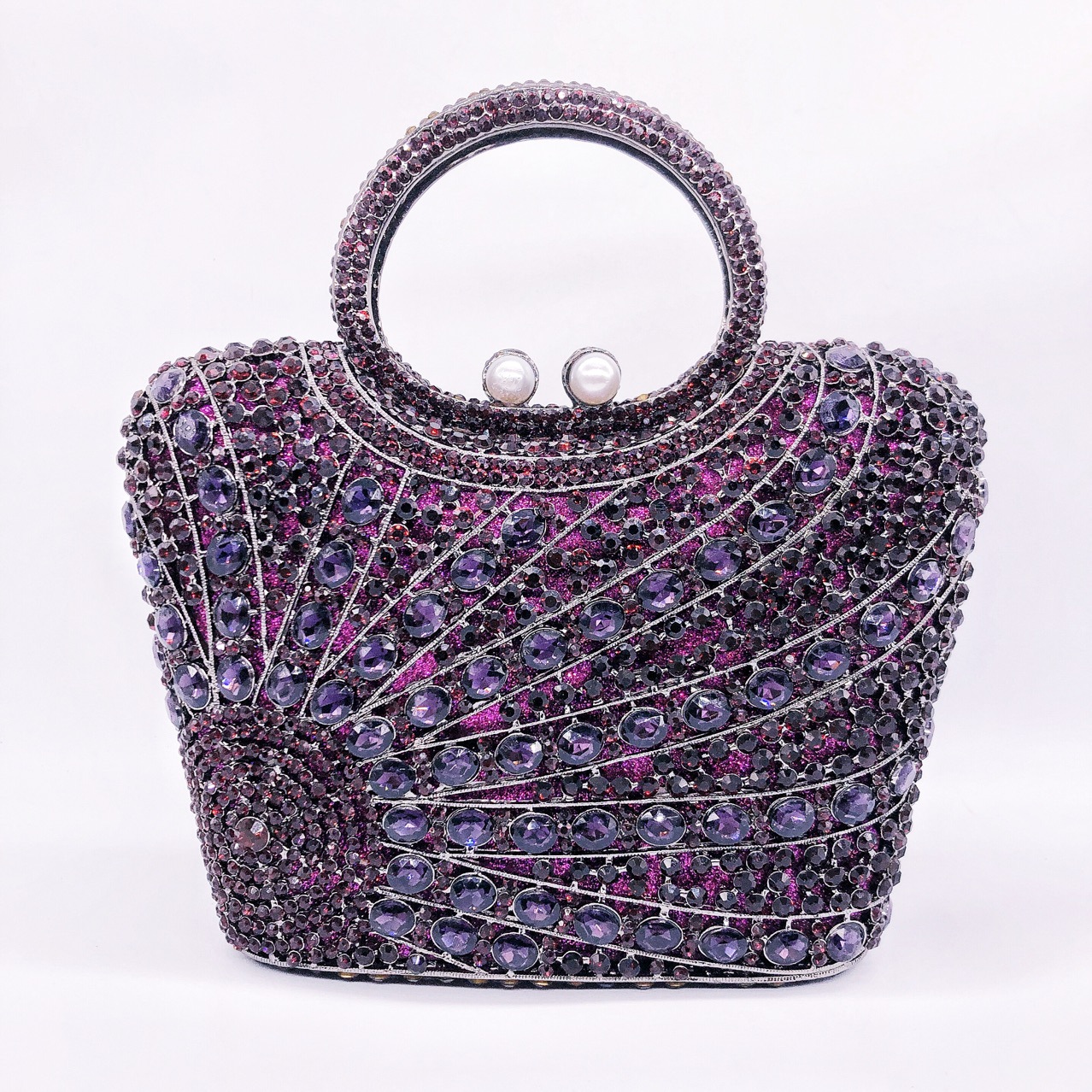 Túi clutch nữ đính đá dạ hội dáng đứng đeo chéo xách tay phong cách châu Âu — bạc, Bạc AB, màu vàng, Champagne màu