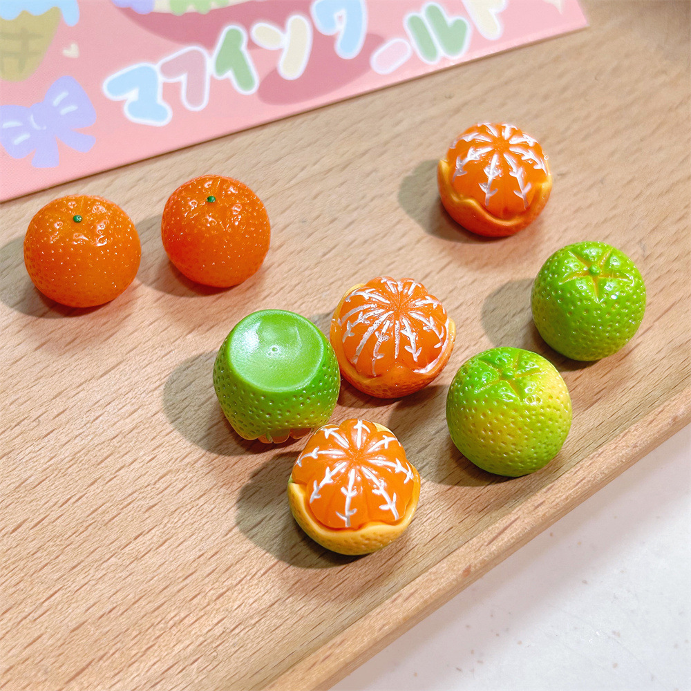미니 시뮬레이션 입체 오렌지 수지 액세서리 마이크로 풍경 diy 장식품 구멍 신발 휴대 전화 케이스 키 체인 쥬얼리