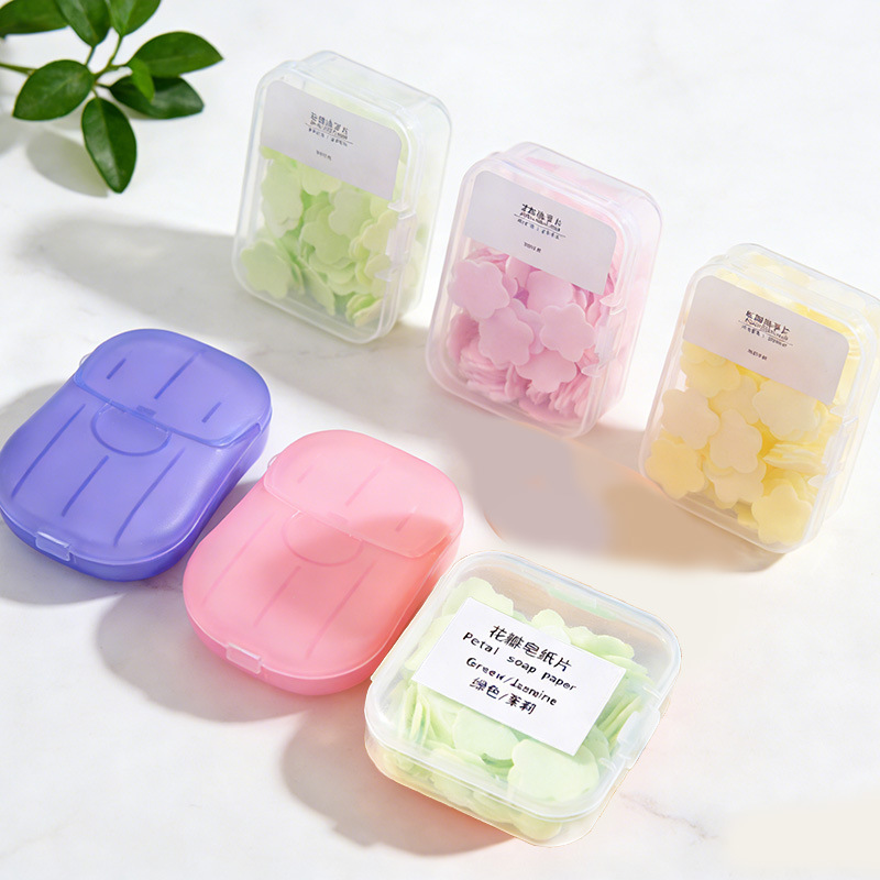 Pastillas de jabón desechables en caja, portátiles, para viajes al aire libre
