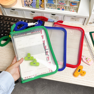 New college students commuter handbag A4 transparent large capacity file bag color zipper test paper data storage bag