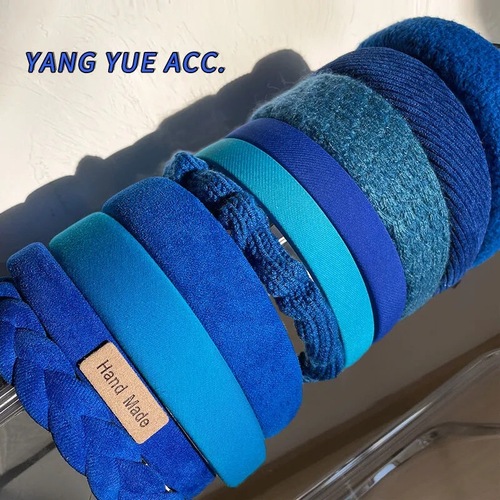 Klein Blue Fleece Hairband for Women | Autumn/Winter Padded Hair Tie | Versatile Outdoor Headband | Elevate Your Look with This High-End Wash Face Hair Clip