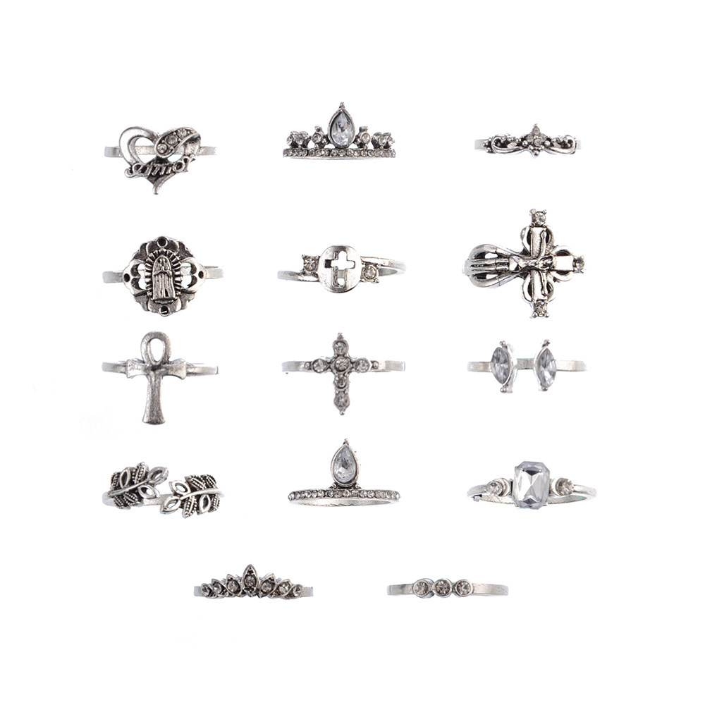 Vintage Herzförmiger Diamant Kronen Ring Set Für Damen Designer_voghion.com