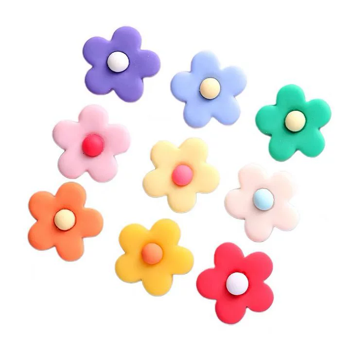 Матовая Смола пятипестковый цветок Hyun-милый маленький цветок ПВХ мягкий клей патч DIY брелок кулон ключ