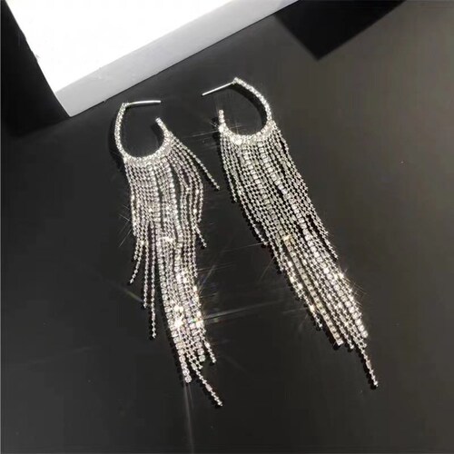 S925 Silver Needles Korean Fashion Earrings for Women Irregular Real Gold Plated Tassel Dramatic Long Drop Earrings Wholesale