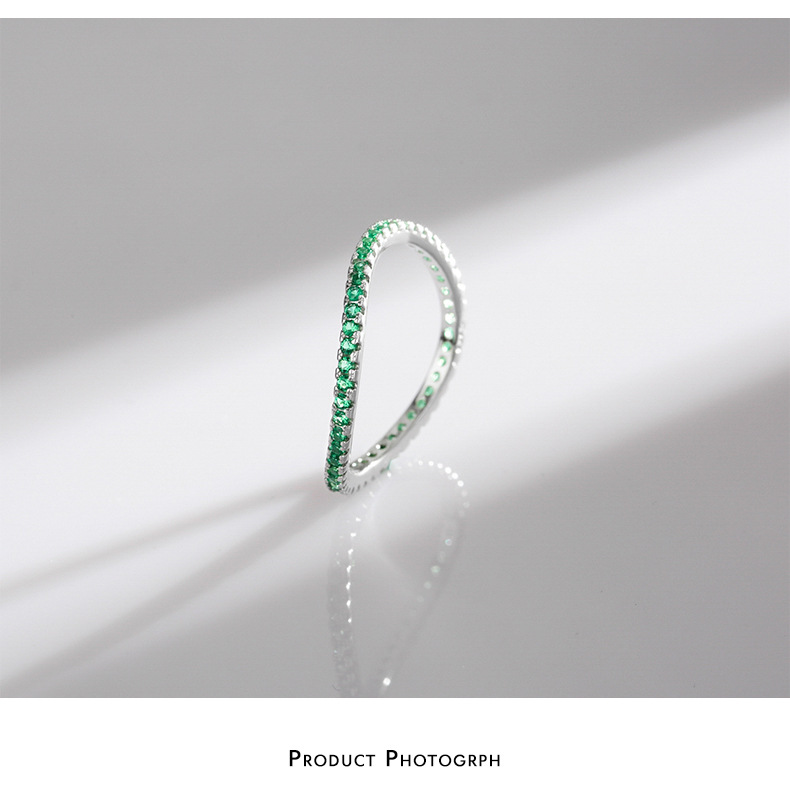 Simple Style Waves Silver Plating Inlay Zircon Rings 1 Piece