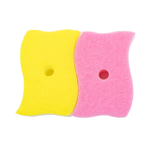 Pack of 4 S-shaped wavy dishwashing sponges, thickened double-sided water-absorbent kitchen cleaning dishwashing sponges
