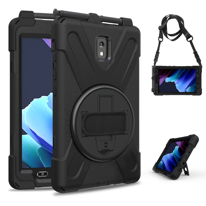 Tab Active3 Tablet Protective Case 8inch Silicone All-Inclusive Shell T575 Rotating Hand Strap Holder T575N