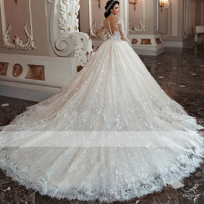 Autumn 2022 Amazon ebay AliExpress off-shoulder women's long sleeve wedding dress factory wholesale