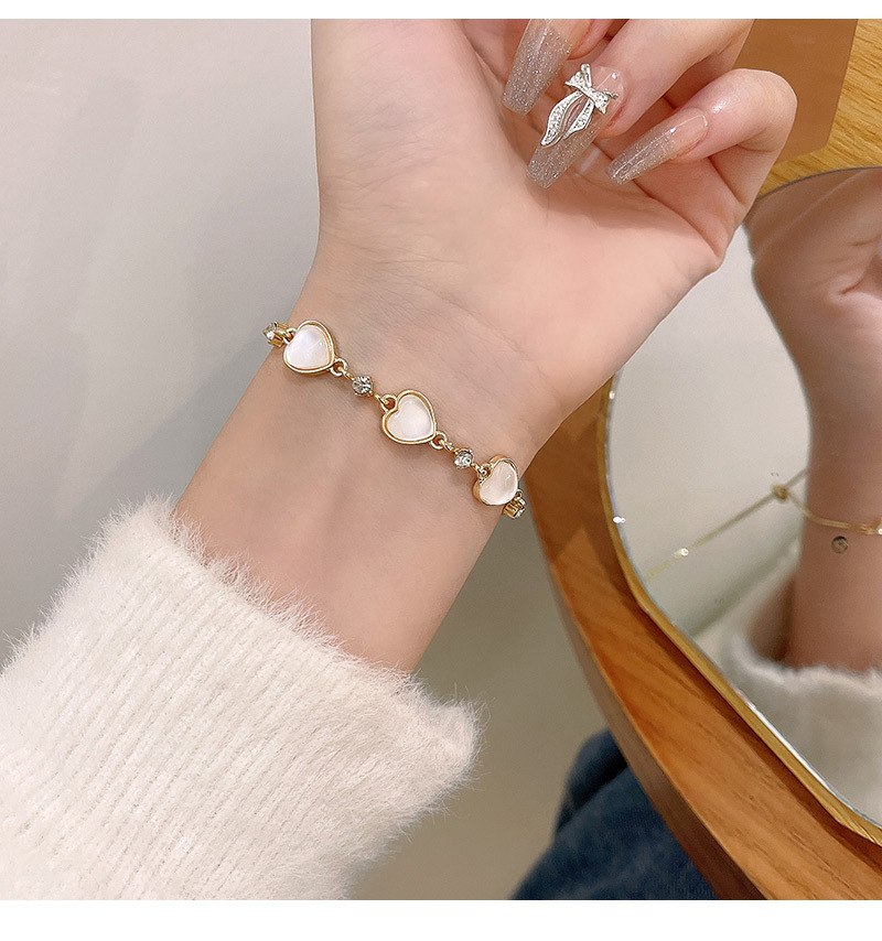Fashion Heart Shape Copper Plating Zircon Bracelets 1 Piece