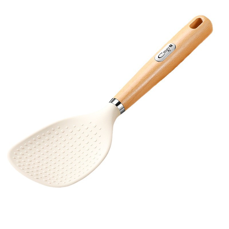 Cuchara de arroz de silicona de grado alimenticio pala de arroz cuchara de arroz de cocina de arroz resistente a altas temperaturas cuchara de arroz de arroz doméstica