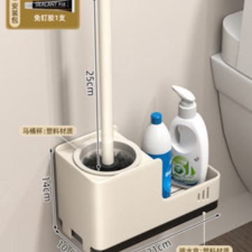 못 없이 부착하는 우주 알루미늄 변기 브러쉬, 유백색 손잡이 짧은 모델