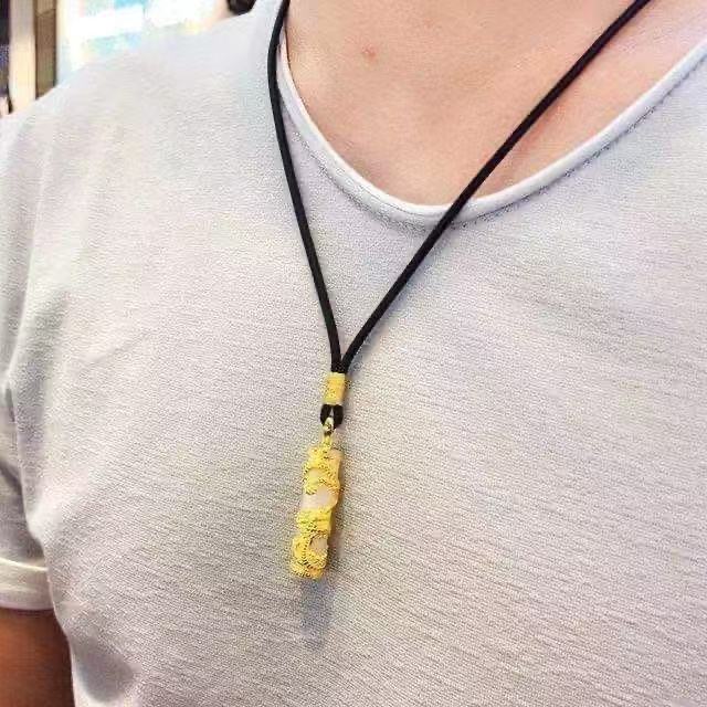 Fashionable golden pendant white jade for men and women