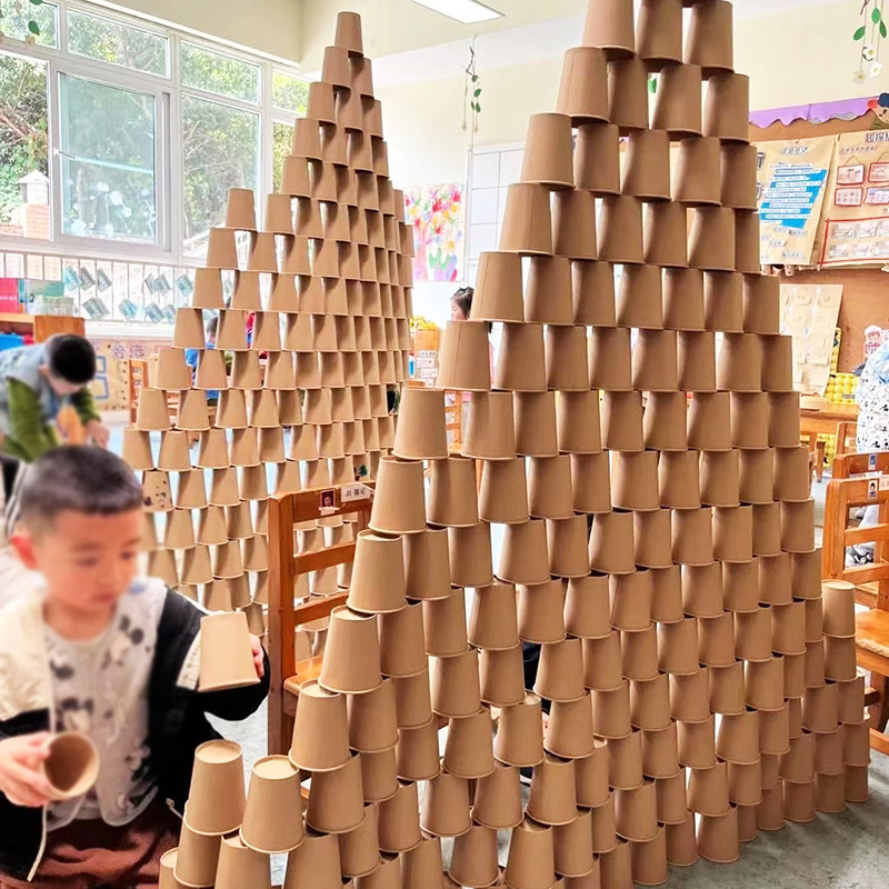 Low Structure Material Auxiliary Outdoor Building Construction Kindergarten Paper Cup Colorful Kidsren's Handmade Building Art Area