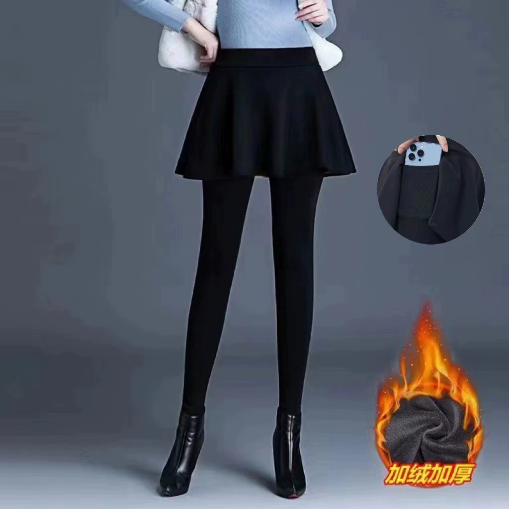 Поддельные две части йога-юбки женские бархатные утолщенные теплые зимние фитнес-брюки Теннис тонкий бег спортивные штаны