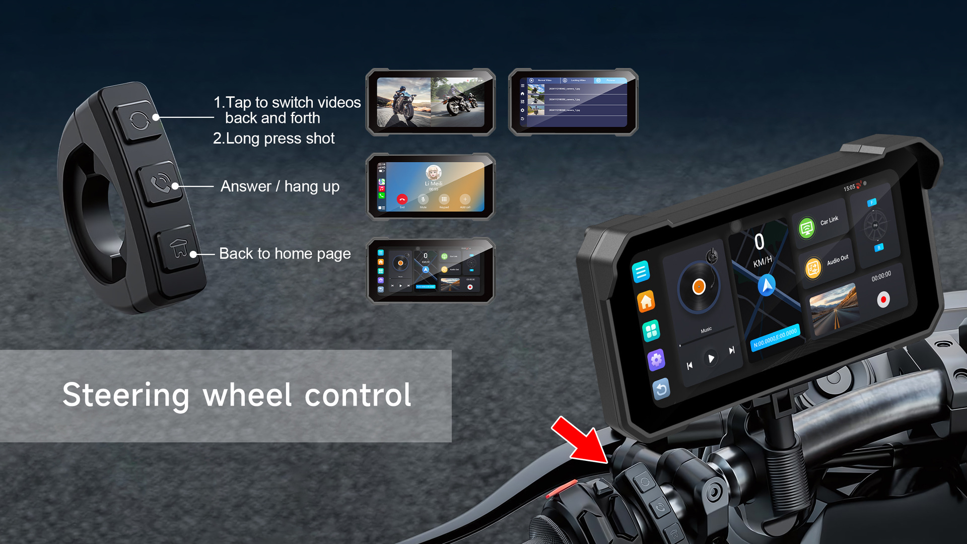 Cross-Border 6-Inch 4g Motorcycle Dashcam with Carplay, Waterproof Tire Pressure Monitoring, and Navigation Recorder