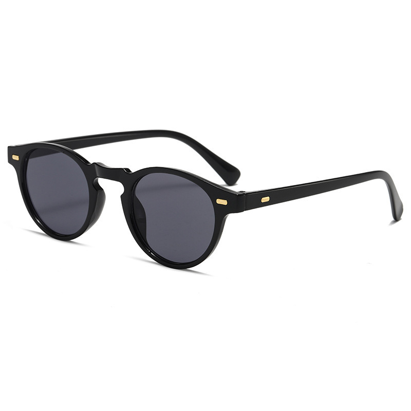 Cross-Border Retro Artistic Round Glasses, Korean and Japanese Fashion, Studded Sunglasses, European and American Sunshade Sunglasses, Trendy and Modern