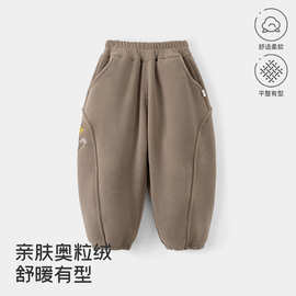 1-3岁童裤男女童外出儿童衣服纯色束脚运动裤秋冬季加绒保暖童装