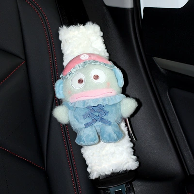 Seat belt shoulder pad Pads Cute Cartoon Plush Car - eye-mask-kappa-white-plush-shoulder-cover-1-piece