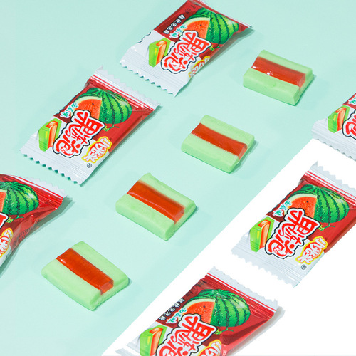 500g Little Baldy Jelly Bubble Gum Bucket Children's Sandwich Chewing Gum 8090 Nostalgic Jelly Watermelon Flavor
