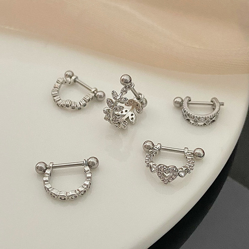 Screw earrings, new trendy love earrings, niche design, simple ear bone nails, trendy ear buckles, light luxury earrings for women