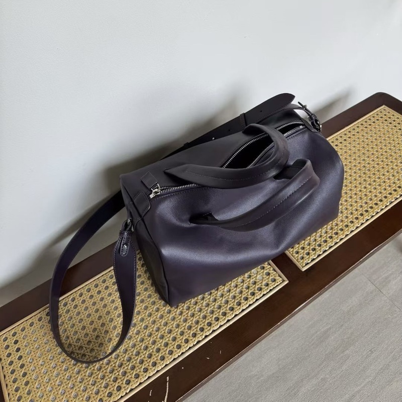 中古包真皮~新款韩版小众头层牛皮斜挎包通勤大容量波士顿手提包|undefined