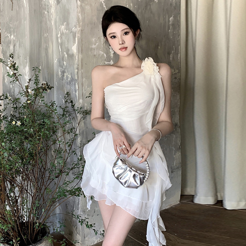 2323 European, American, and Southeast Asian Foreign Trade Wholesale 2026 Women's Elegant Ladylike Off-Shoulder Ruffle Slimming Dress Trendy 2323 European, American, and Southeast Asian Foreign Trade Wholesale 2026 Women's Elegant Ladylike Off-Shoulder Ruffle Slimming Dress Trendy
