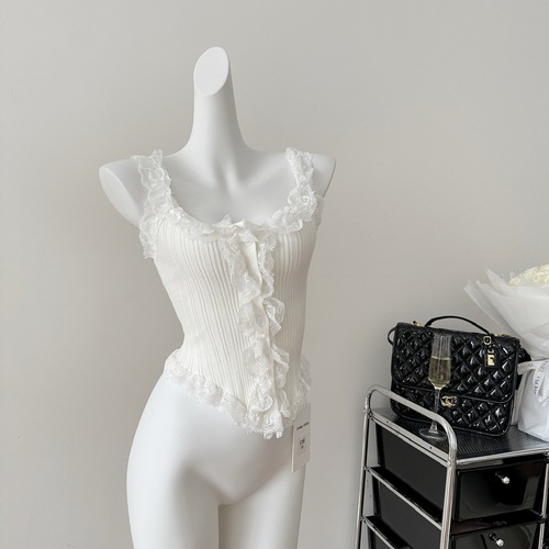 Lace Sleeveless Vest Women's Summer New Pure Sexy Style Knitted Sweater Top
