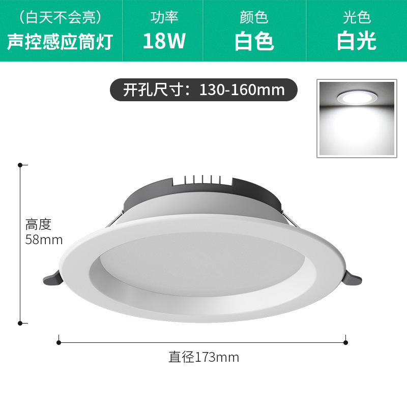 18W 백색광 [음성 제어 센서 + 조명 제어] 개구부 13-16cm