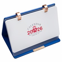 2026年高端创意笔记本皮本台历记事桌面环扣翻页月历印刷企业广告