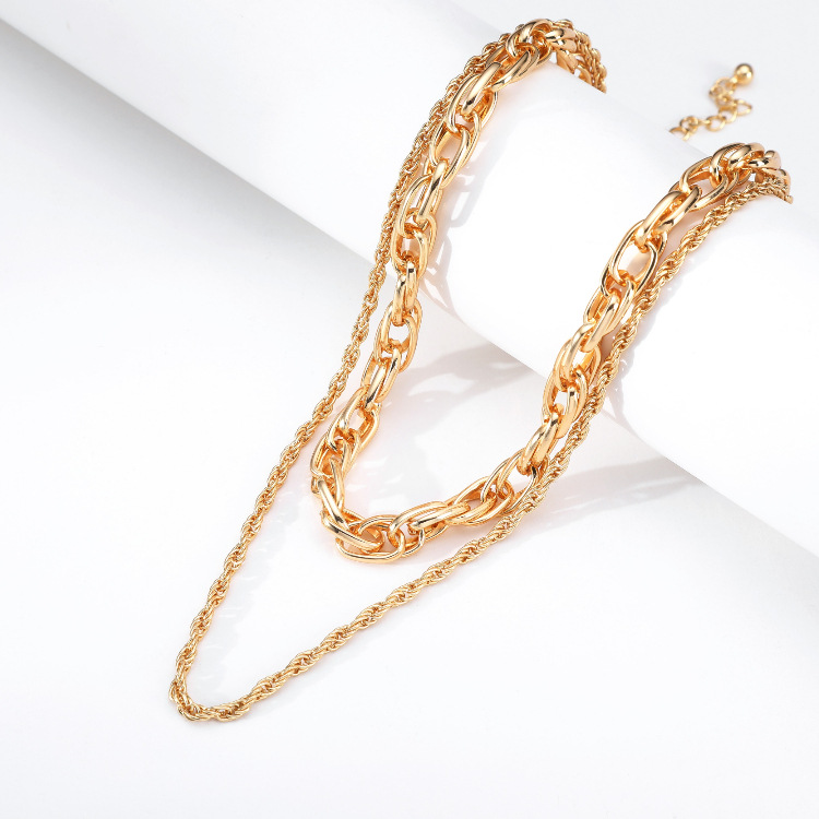 Fashion Double Layer Alloy Thick Chain Necklace display picture 10