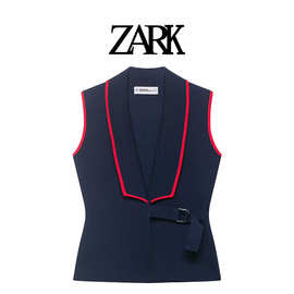 ZARK 欧美新款时尚气质双搭扣双襟背心 跨境外贸女装批发 4192081