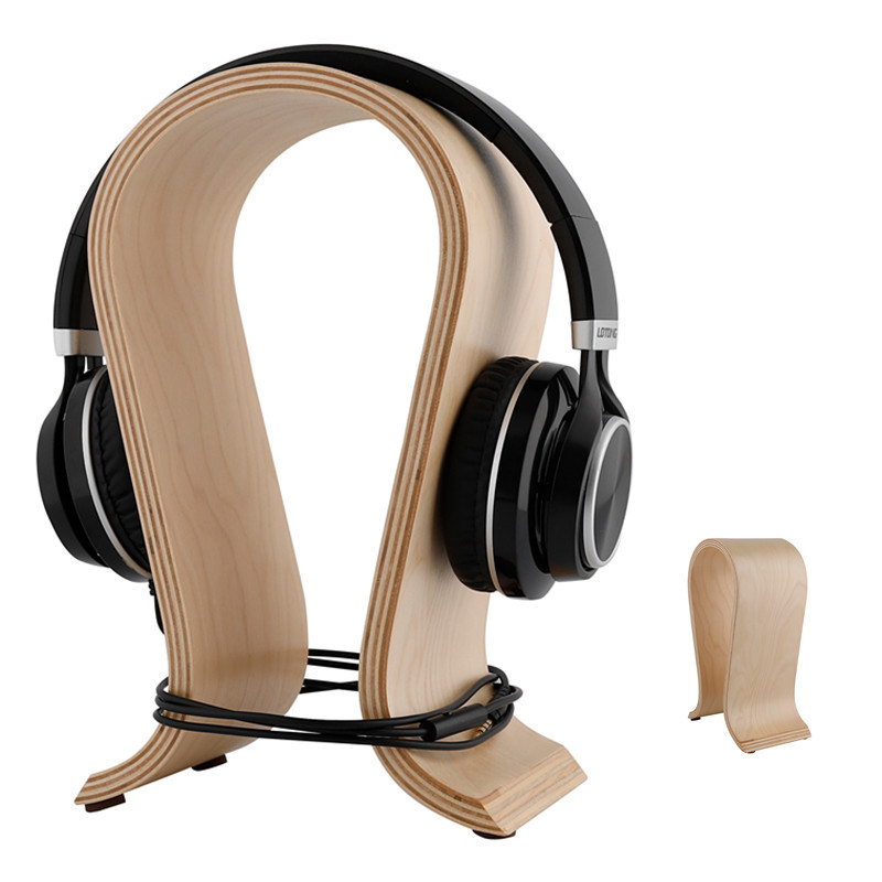 Soporte para auriculares Bluetooth Guangdong auriculares en forma de U soporte de exhibición de suspensión de radio de nogal