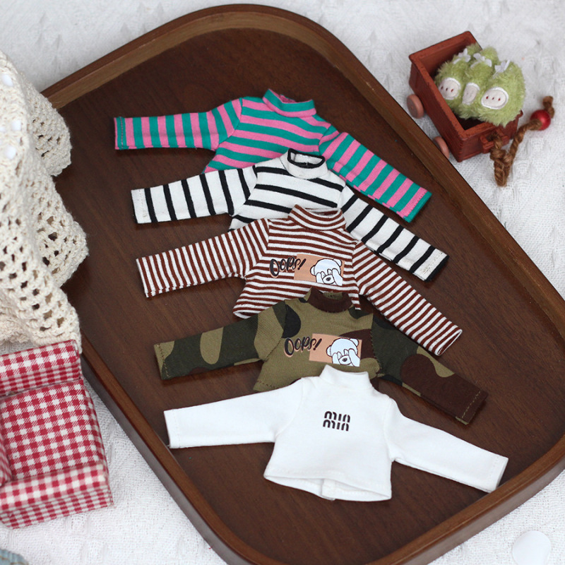 20cm Gazi Sister Doll Clothes Striped T-Shirt and Curved Pants Zsiga Movable Doll Outfit 1/8 Scale Blythe Doll Clothes
