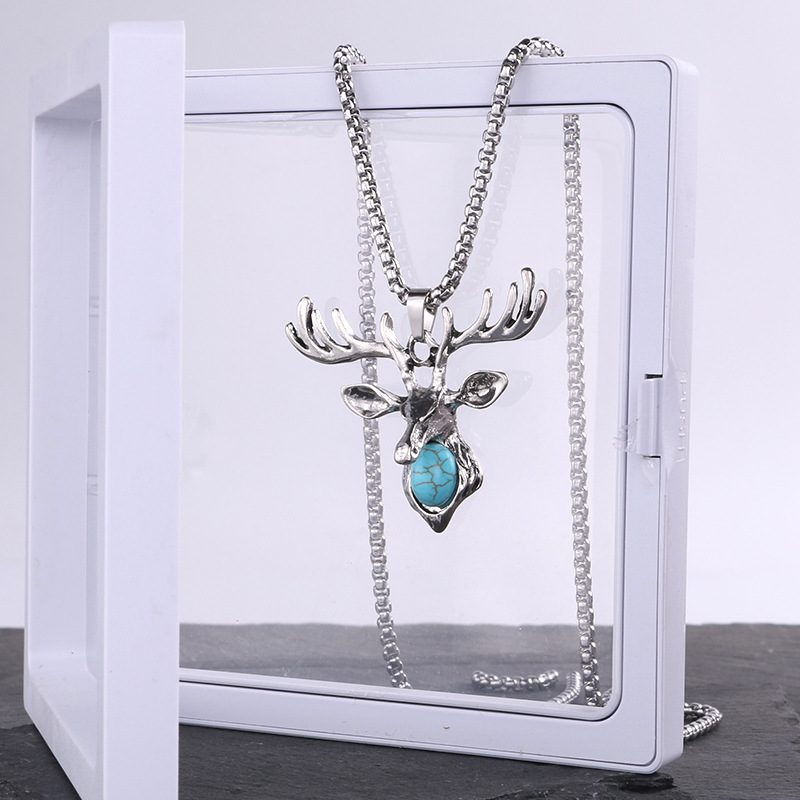 Collier pour homme coréen hip hop vintage pendentif tête de cerf pour hommes et femmes pendentif pour personnalité punk européenne et américaine bijoux en bois de cerf_voghion.com