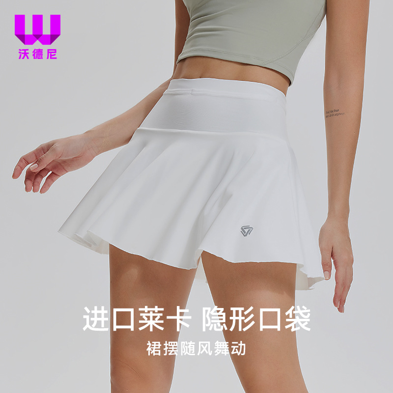 Falda deportiva corta para mujeres de verano anti-caminar tenis de cintura alta entrenamiento de carrera matinal falda de gimnasio pantalon transpirable