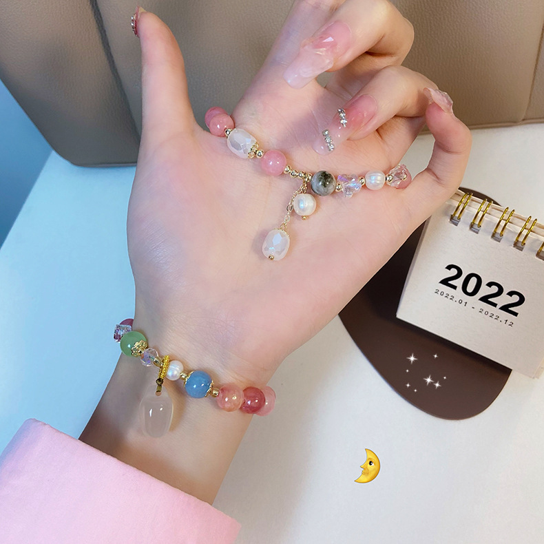 Sweet Flower Butterfly Agate Beaded Womenu0027S Bracelets