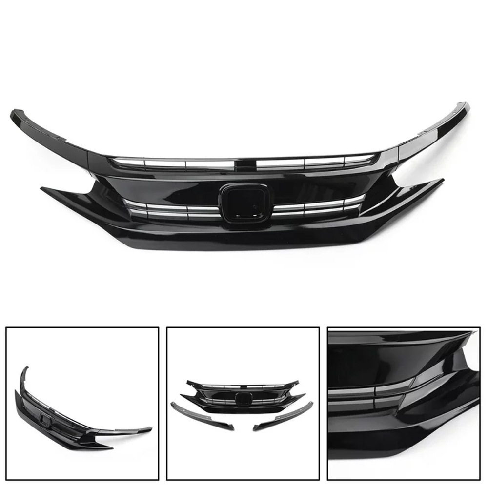 Aplicable a Honda 16 - 19 nuevo 10 / 10 Civic renovación delantera red de laca de abeja Ge Shan piano negro cara delantera image 3