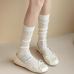 芭蕾风袜子女夏季薄款白色堆堆袜miu系中筒袜长筒长袜夏天小腿袜