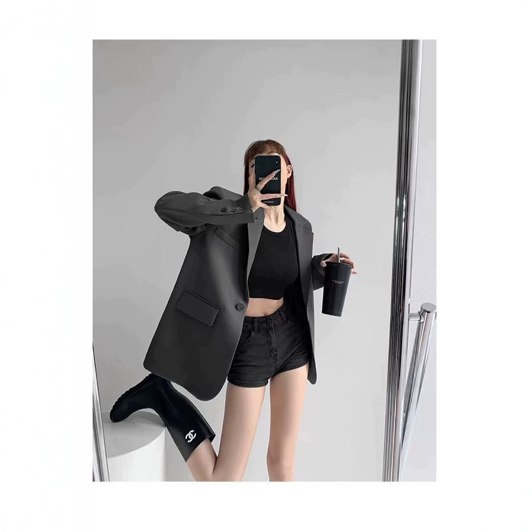Cross-border Amazon grey suit jacket, a versatile new style, trendy and stylish, casual and fashionable blazer.