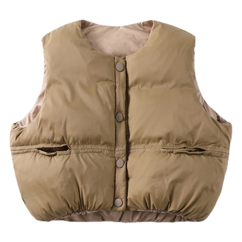 Niños Corea del Sur ropa infantil niños invierno abajo algodón chaleco bebé niñas otoño e invierno corto estilo occidental flor brote pan chaleco