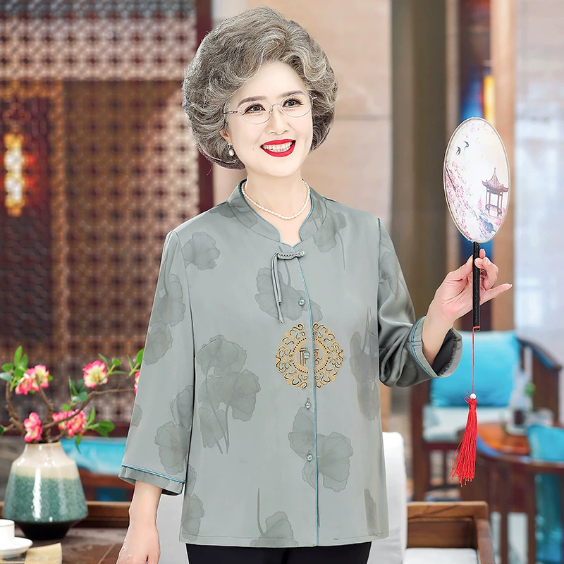 Пожилые люди новый китайский стиль в стиле танг рубашки бабушки летние рубашки старушки мамы весенне-осенняя одежда
