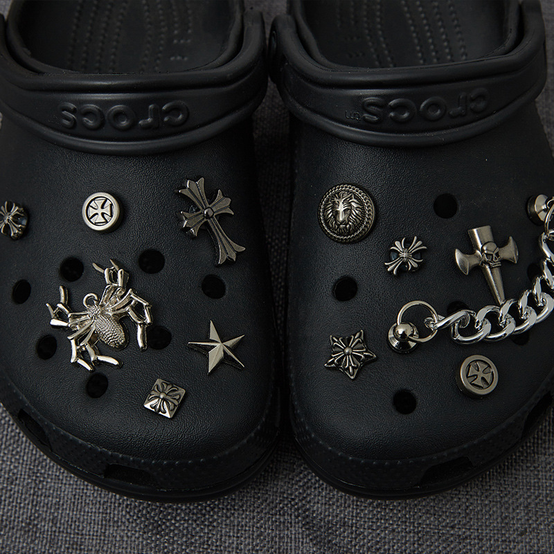 Adecuado para carlochi Cruz agujero zapatos accesorios zapatos DIY flor zapato hebilla decorativa hebilla retro extraíble accesorios de metal