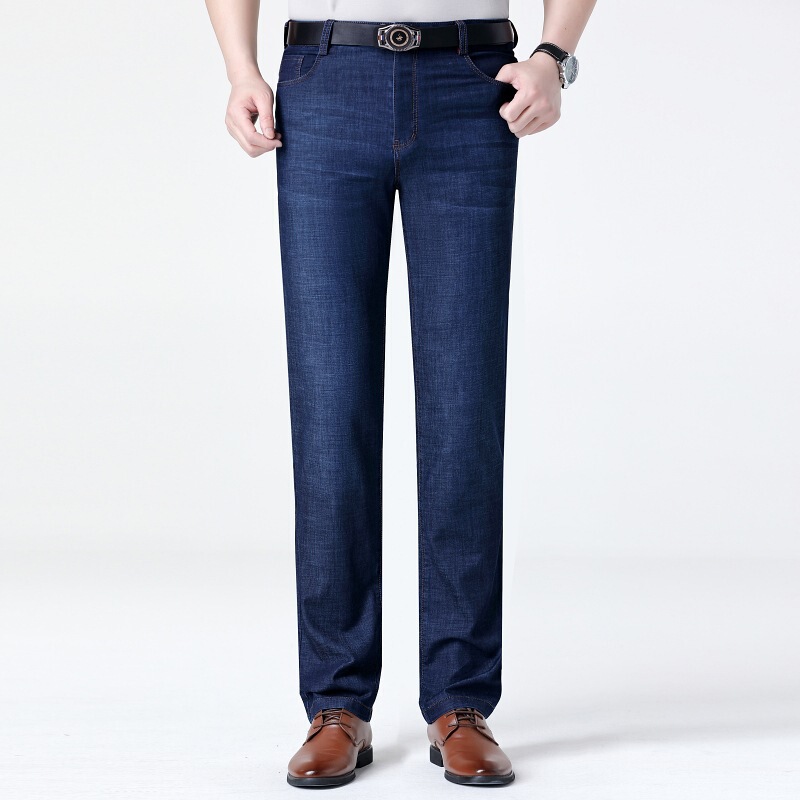 High-End Spring and Summer New Men's Versatile Casual Pants Straight Loose Men's Pants Middle-Aged Business Thin Cool Jeans