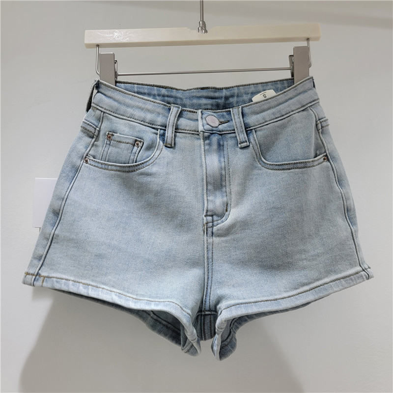 Pantalones Cortos de Mezclilla Lavada para Mujer Corte A con Elástico image 3