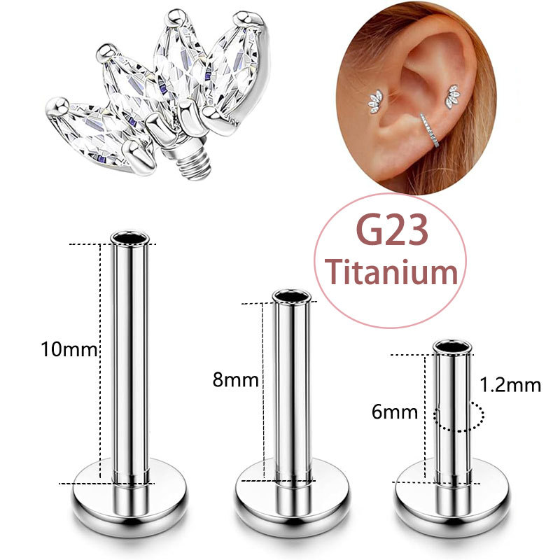 16G labret stud size and finish detail