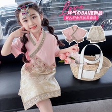 女童民族风休闲套装2024夏季新款女宝宝时髦中国风回复两件套童装